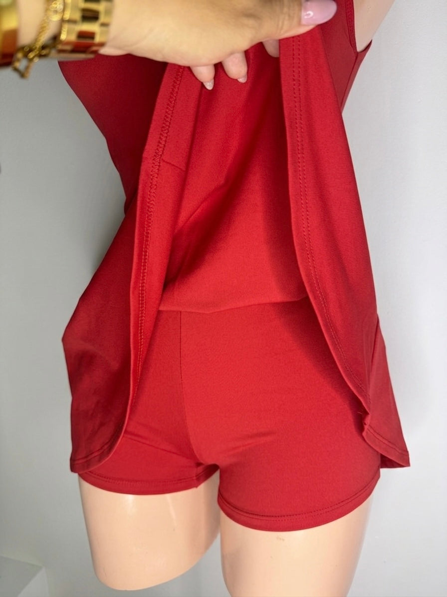 Sporty Basic Dress in Red