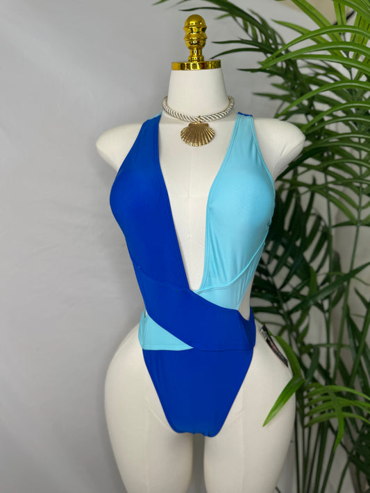 Two Tone Blue Swimsuit XL