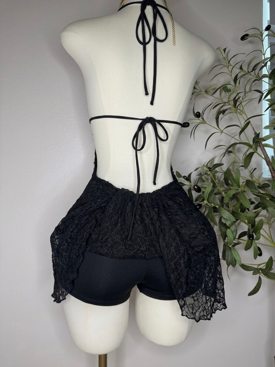 Lace Princess Dress in Black