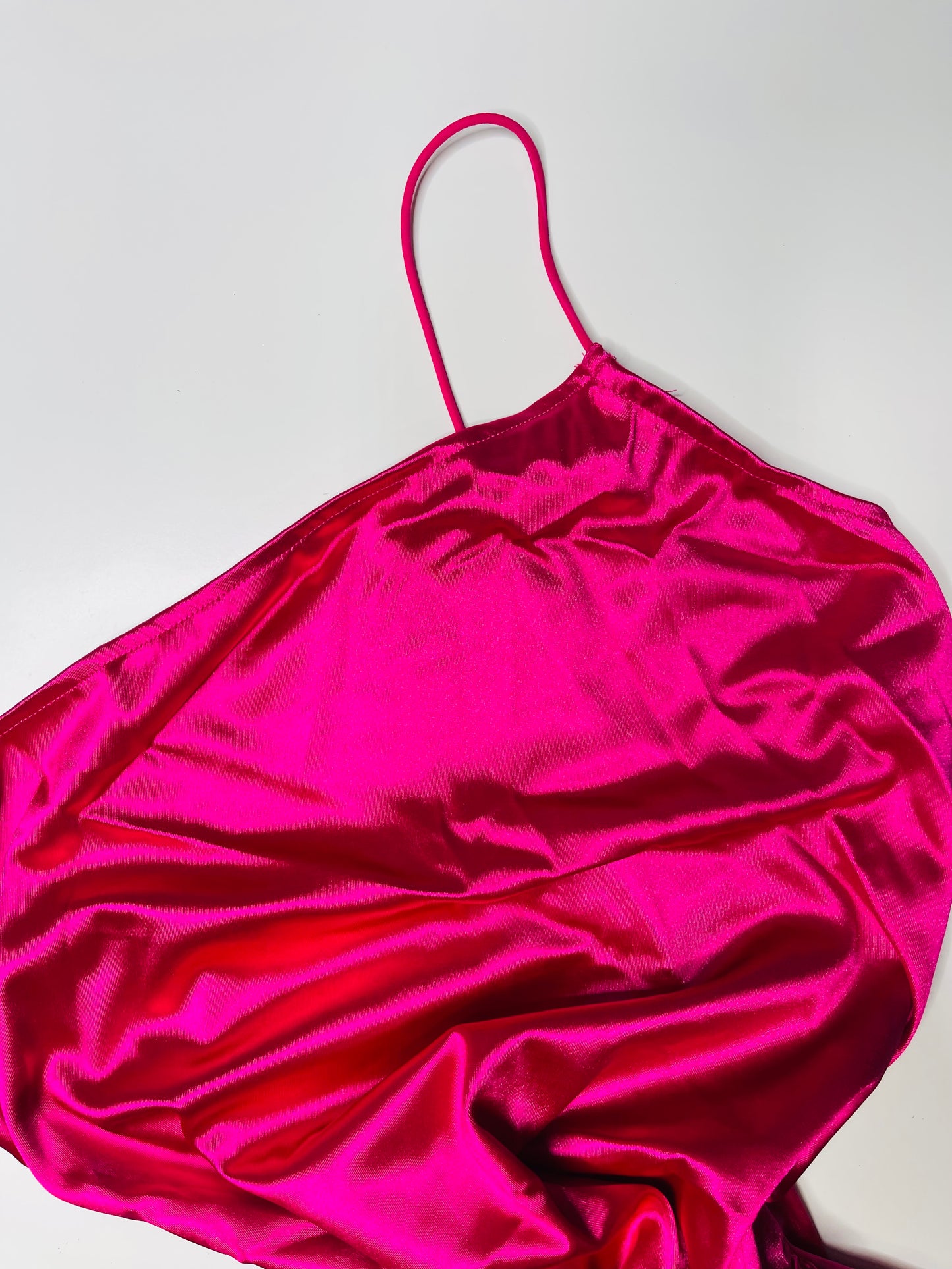 Satin Stretch Dress Fushia