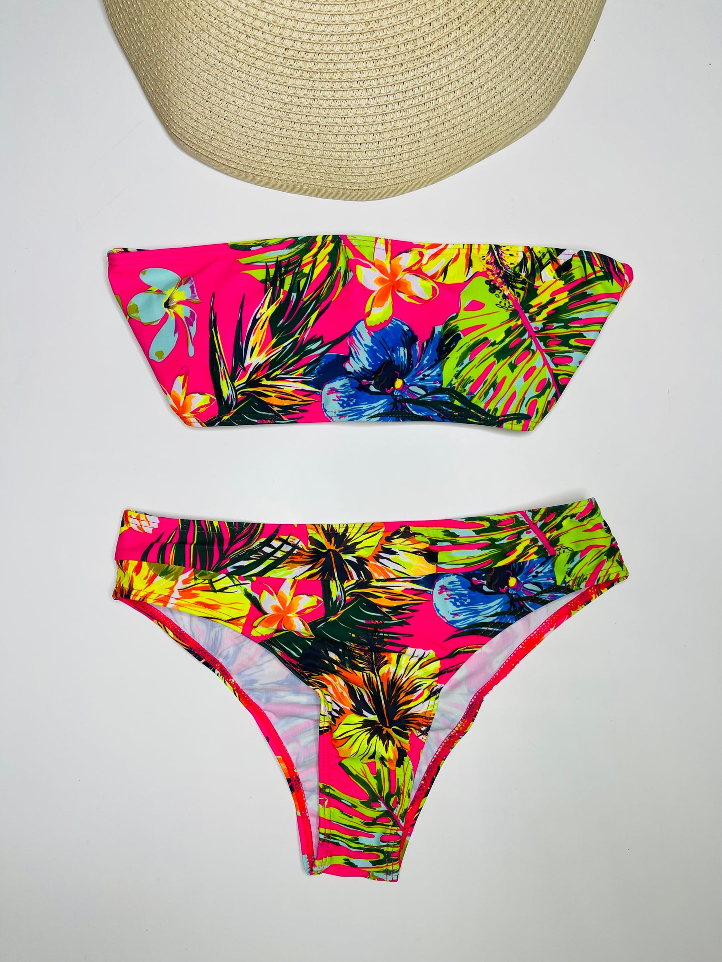 Neon Tropical Tube Bikini Set