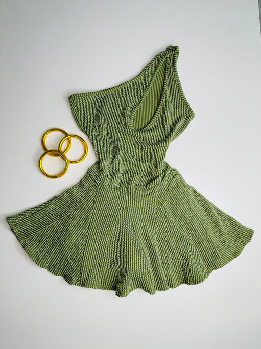 One Shoulder Dress in Olive