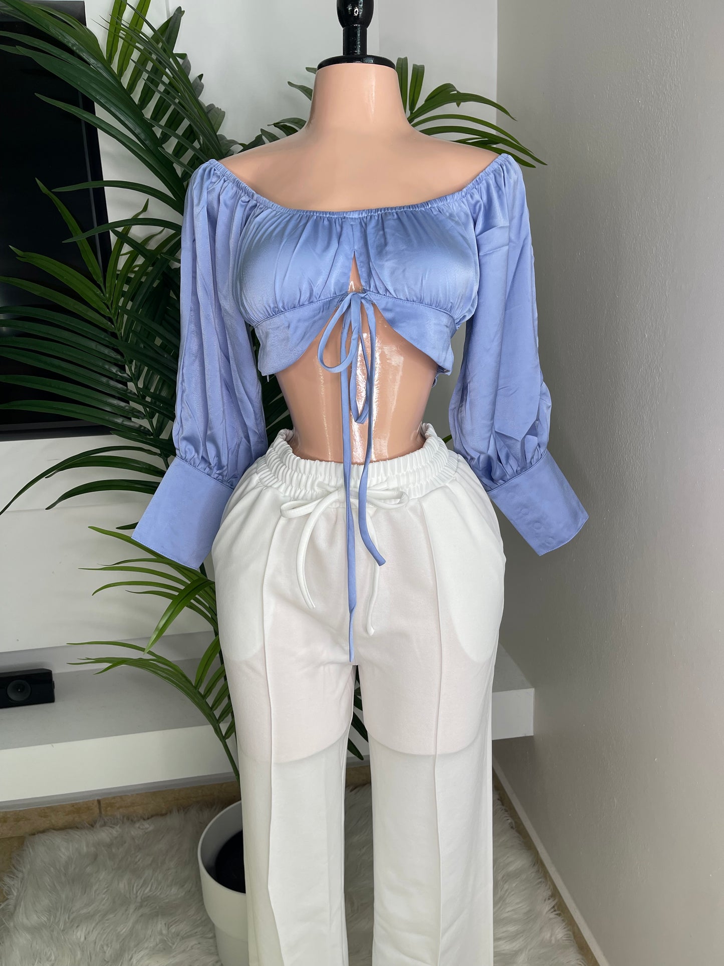 Satin Elegant Top Blue