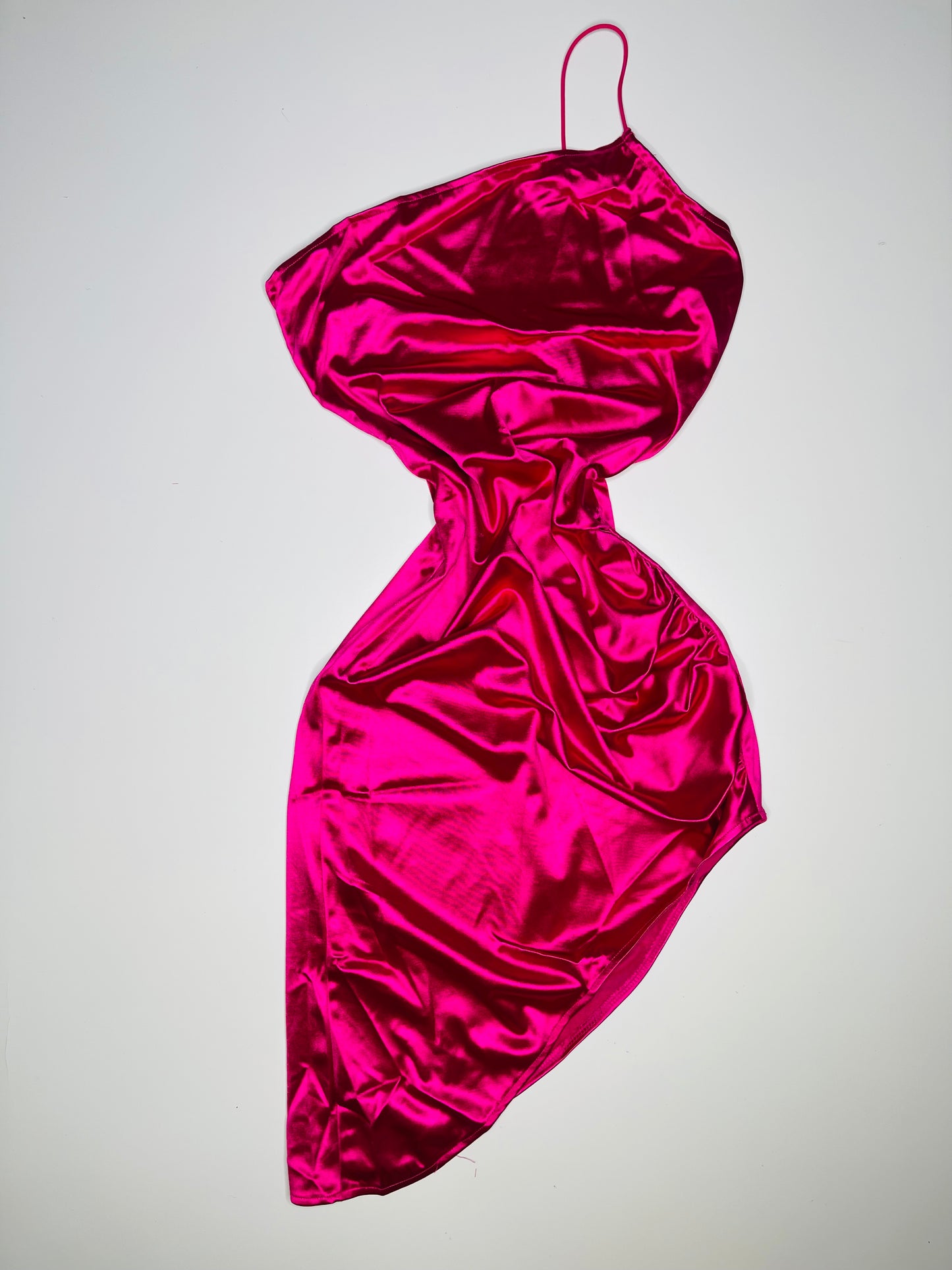 Satin Stretch Dress Fushia