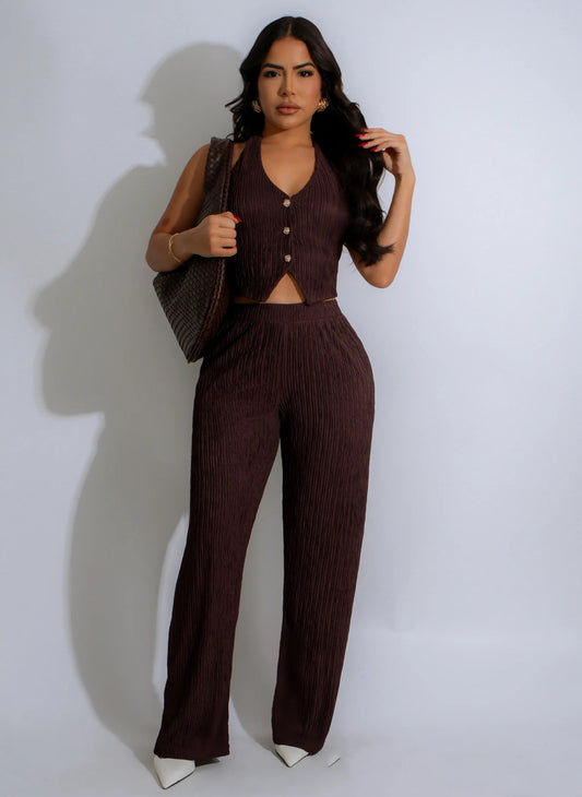 🤎Sophisticated Palazzo Set in Brown