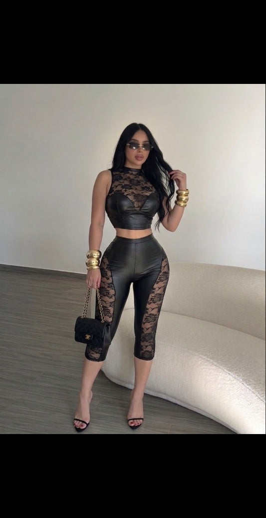 Leather and Lace set