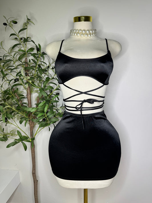 Satin Party Set In Black