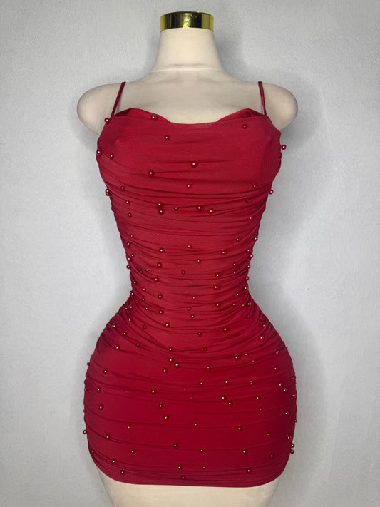 Red and Pearls Dress