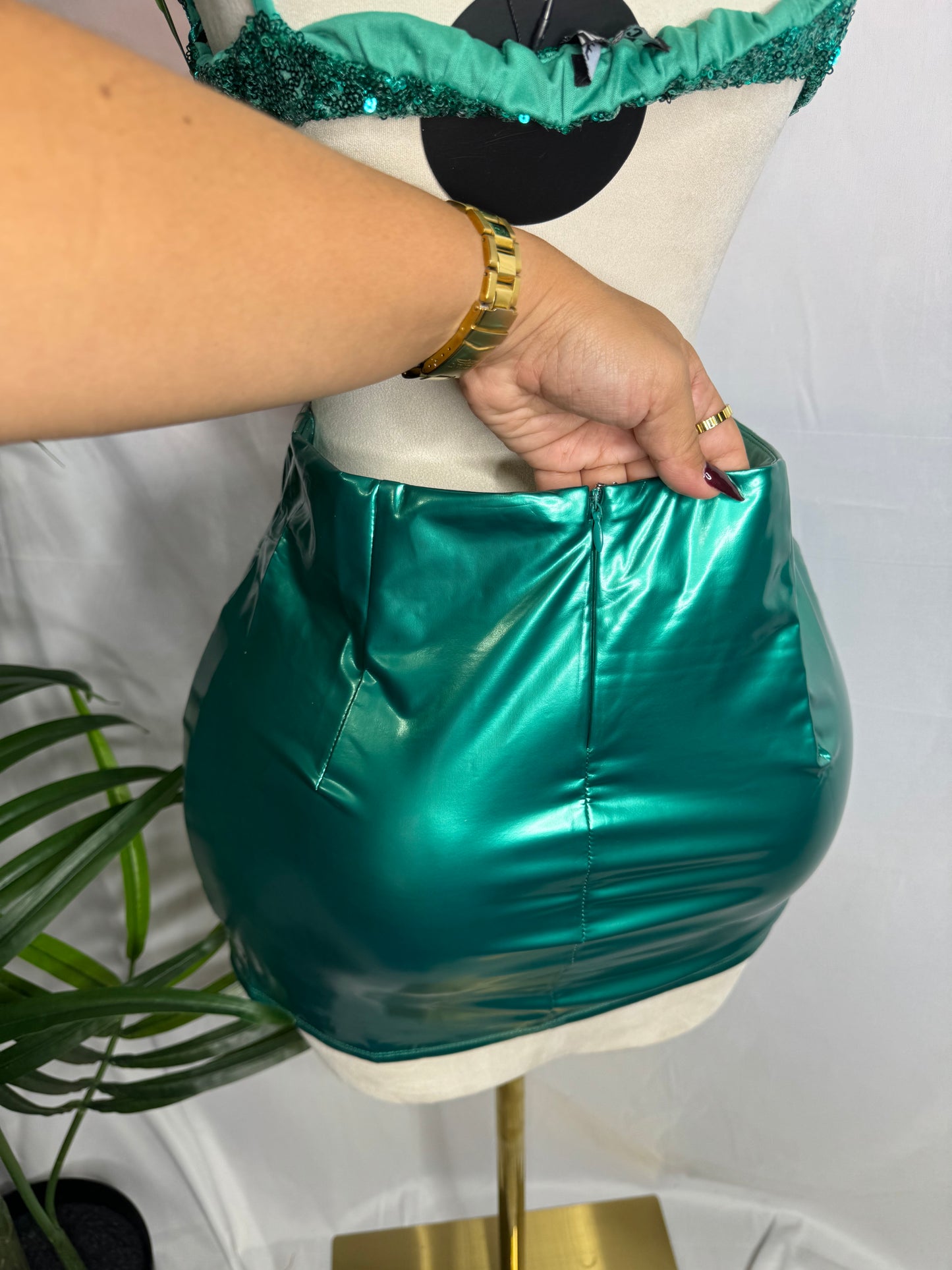 Green Leather Skirt