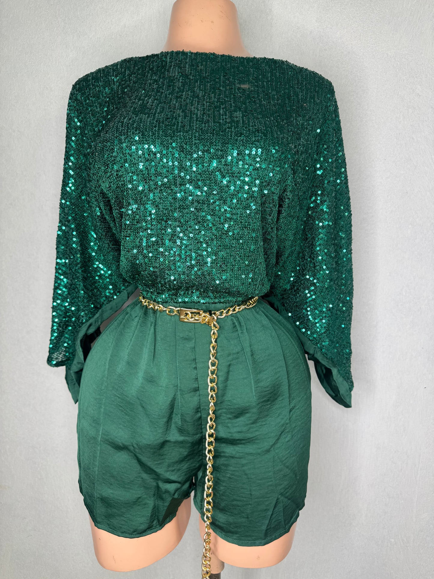 Sequined Teal Romper