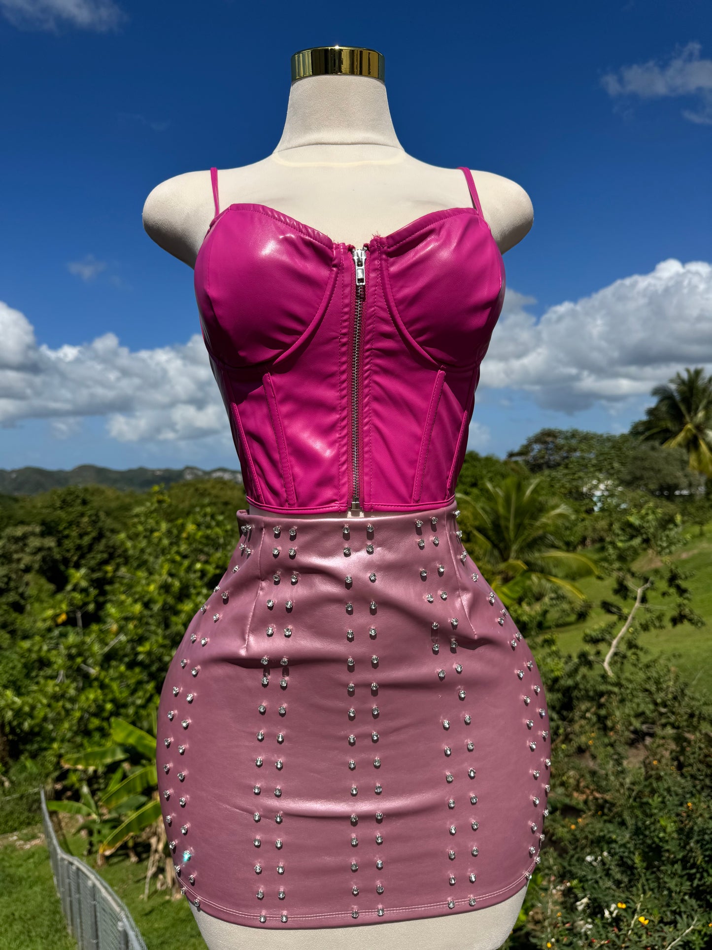 In love Pink Leather Bustier