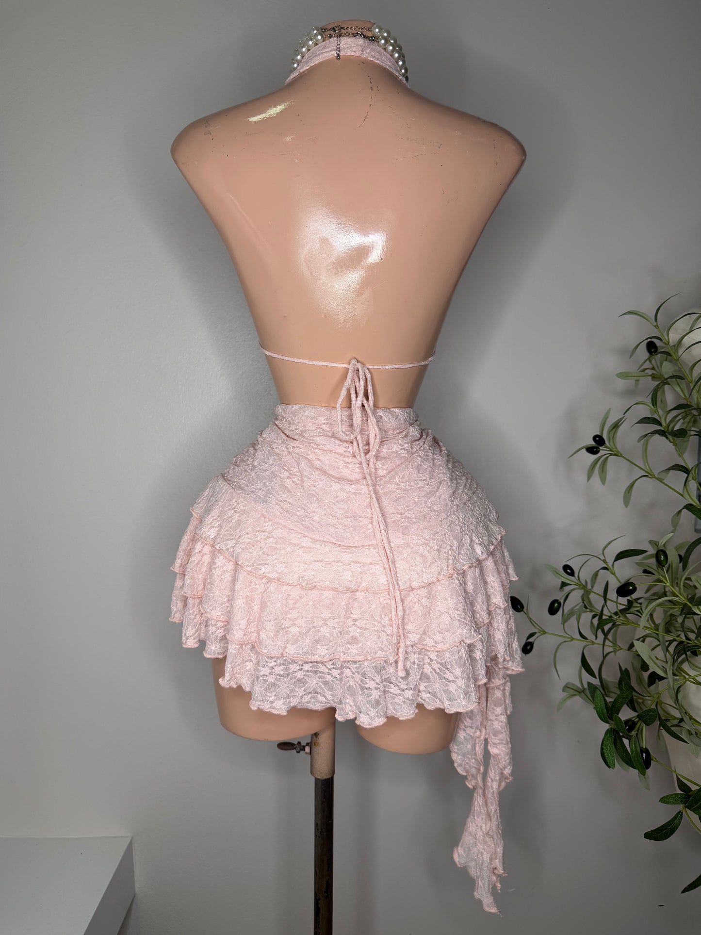 Little Lace Dress w Short in Pink
