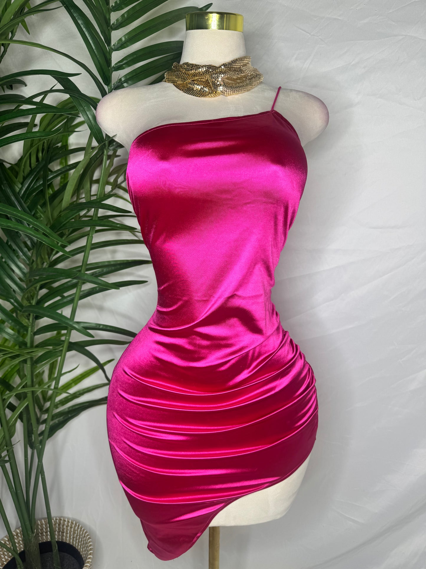 Asymmetric Dress in Pink