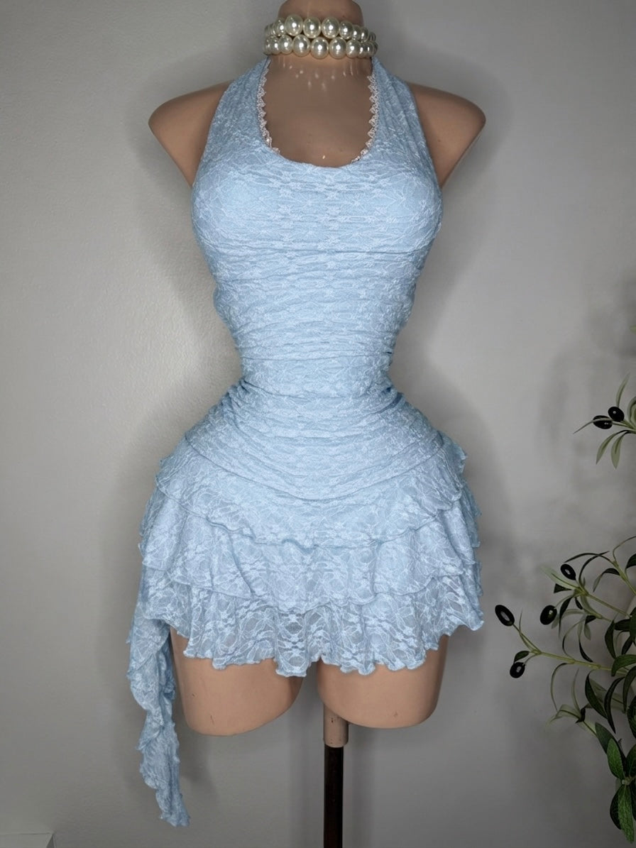 Little Lace Dress w Short in Light Blue