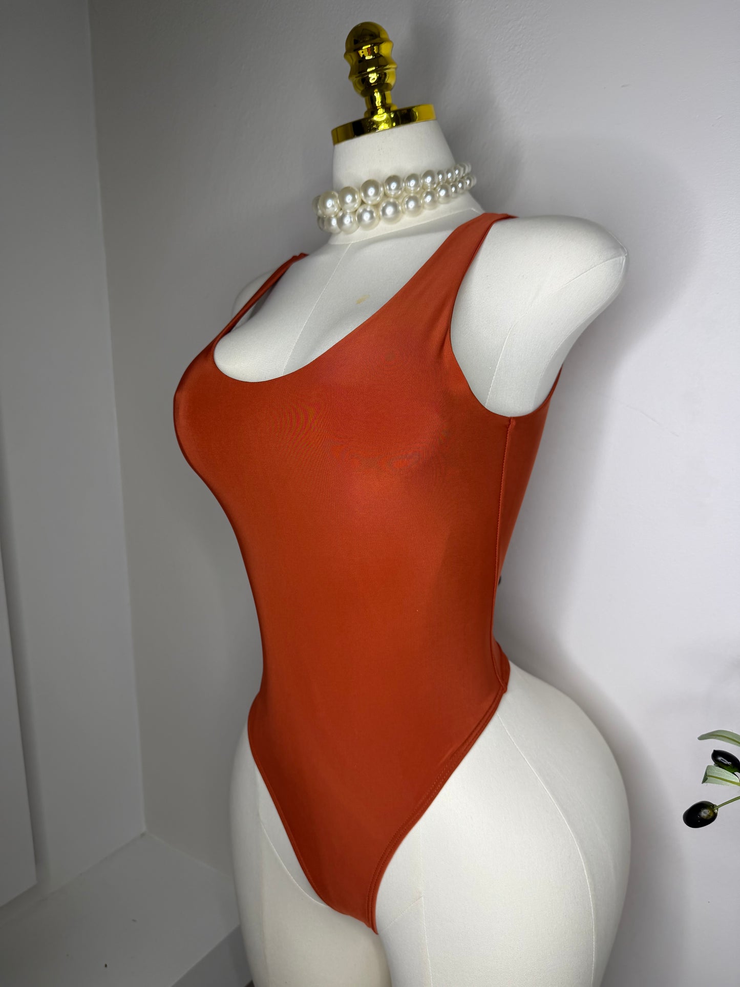 Tela Doble Bodysuit en Color Ladrillo