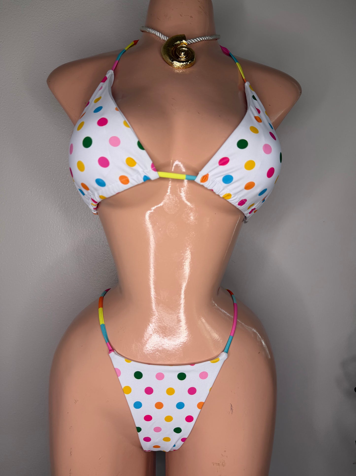 Color Polka Dots Thong Bikini