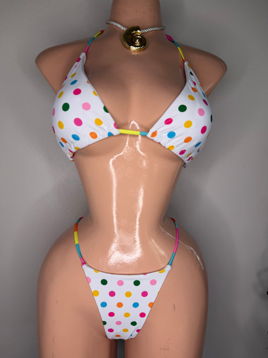 Color Polka Dots Thong Bikini