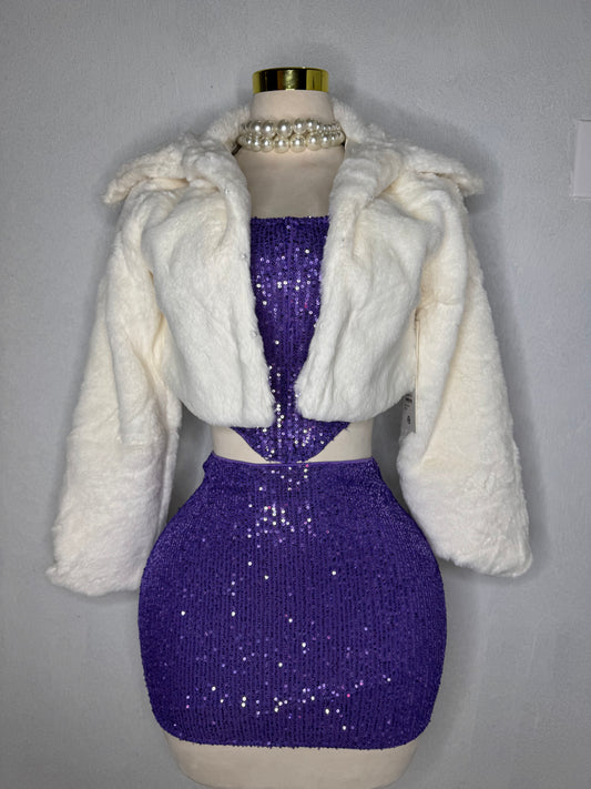 Faux Fur Jacket in Ivory White