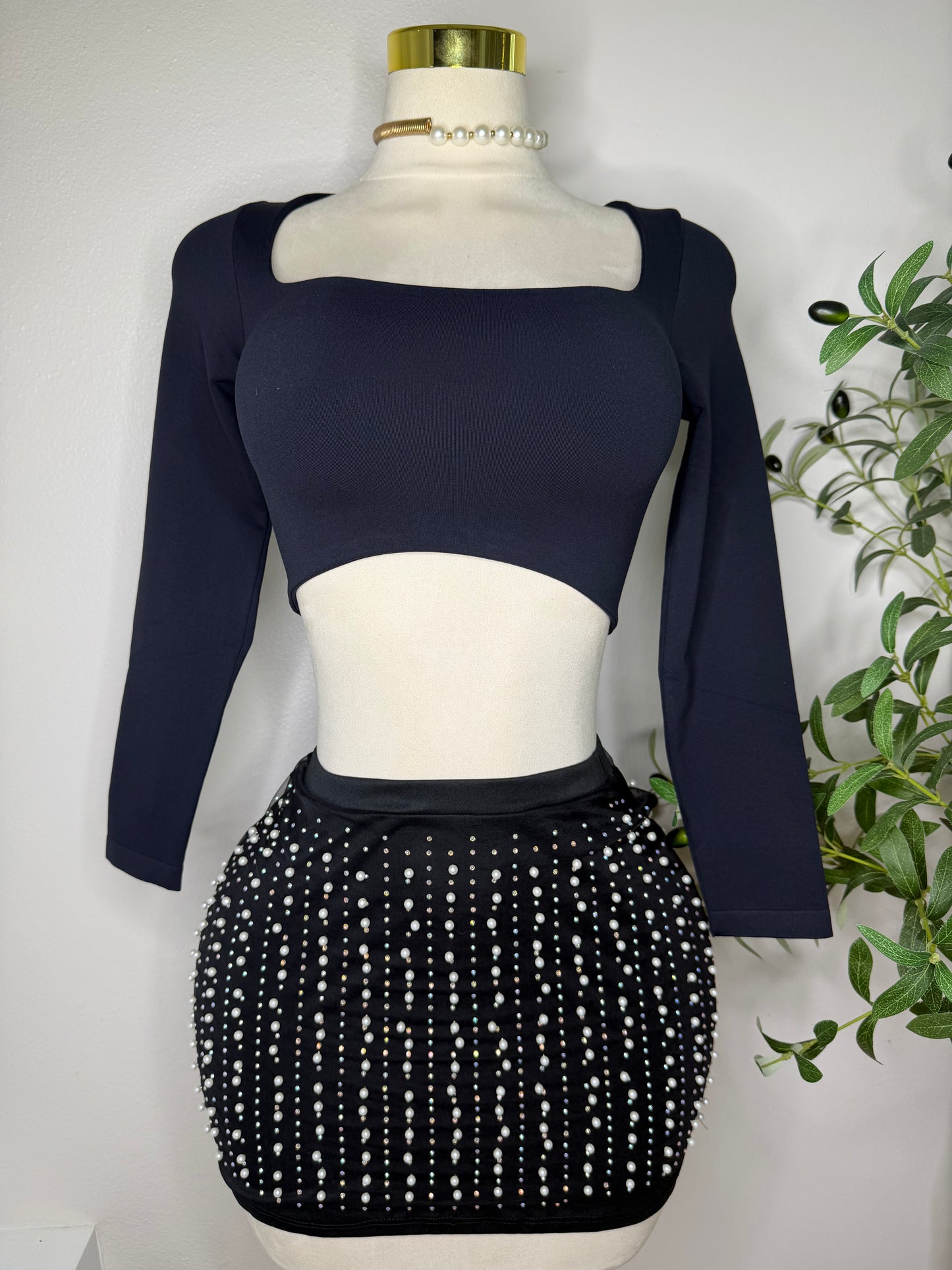 Pearls Mesh Skirt