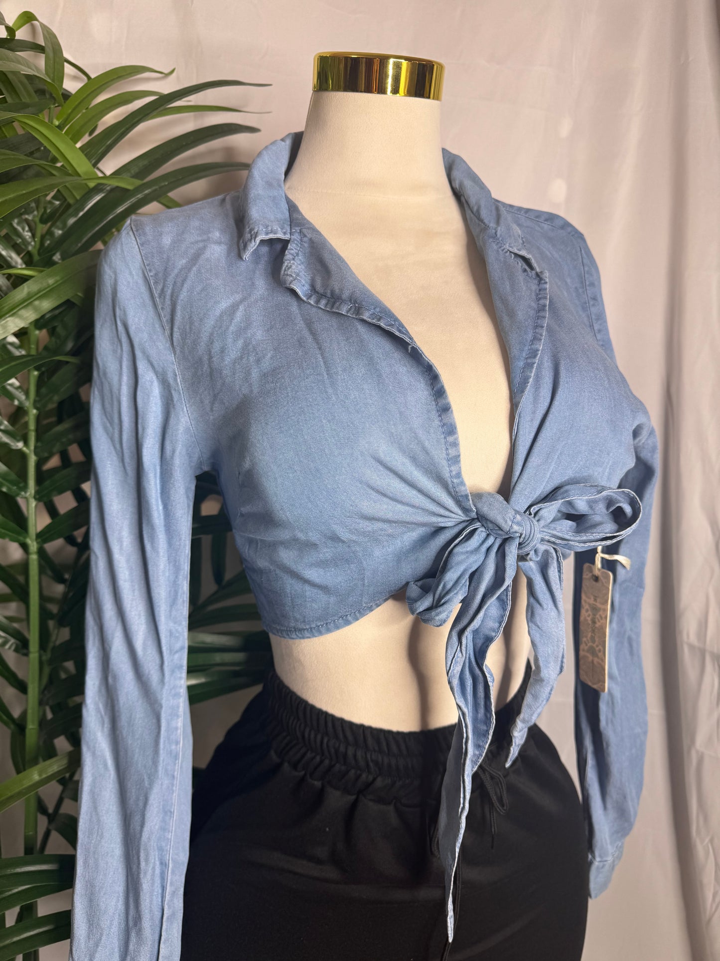 Blusa Denim Manga Larga