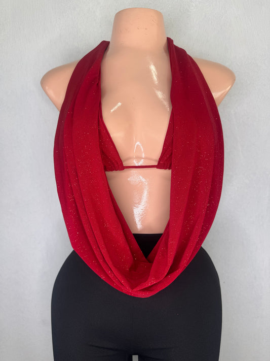 Top Bra Roja con Glitter