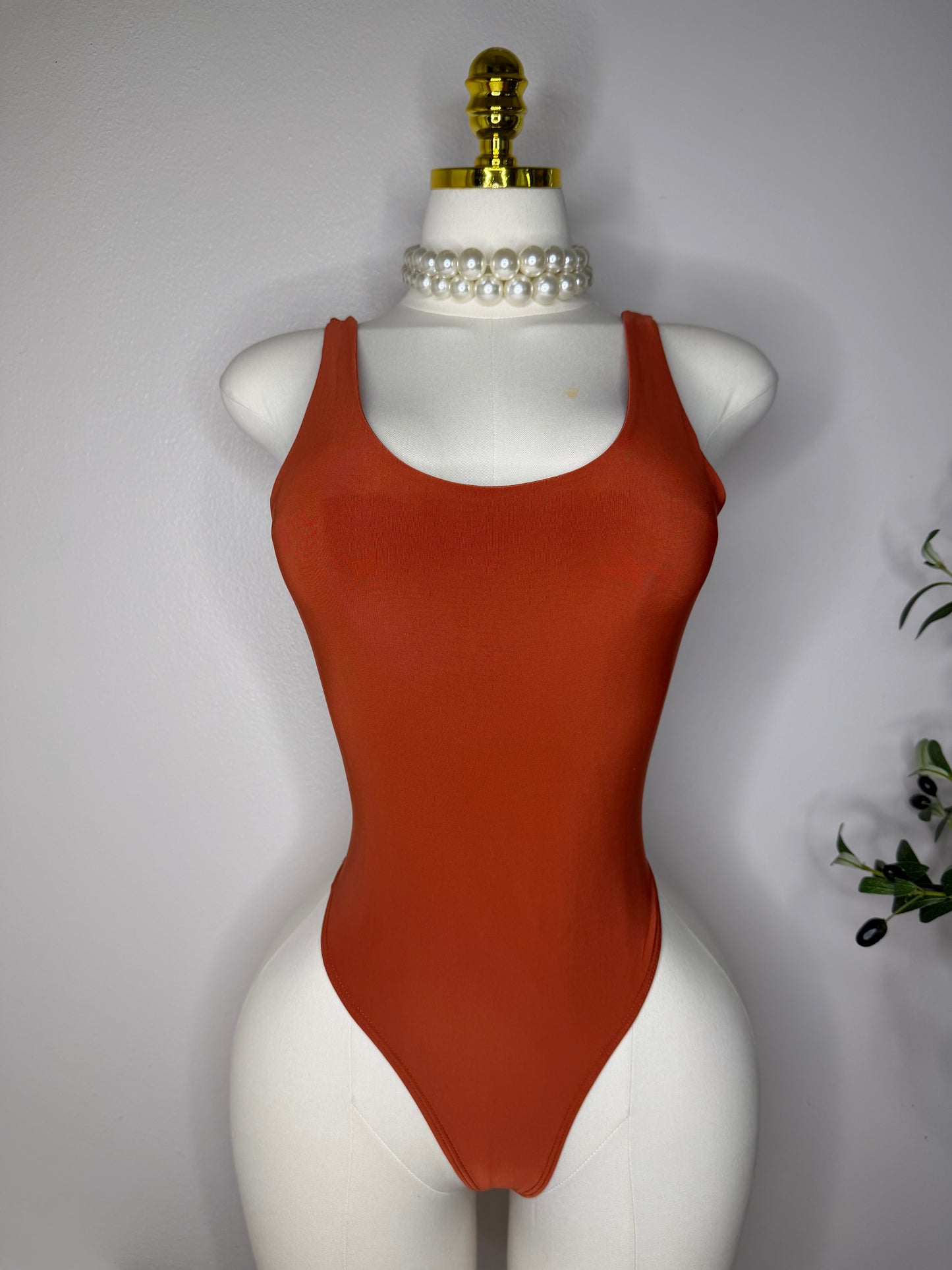 Tela Doble Bodysuit en Color Ladrillo