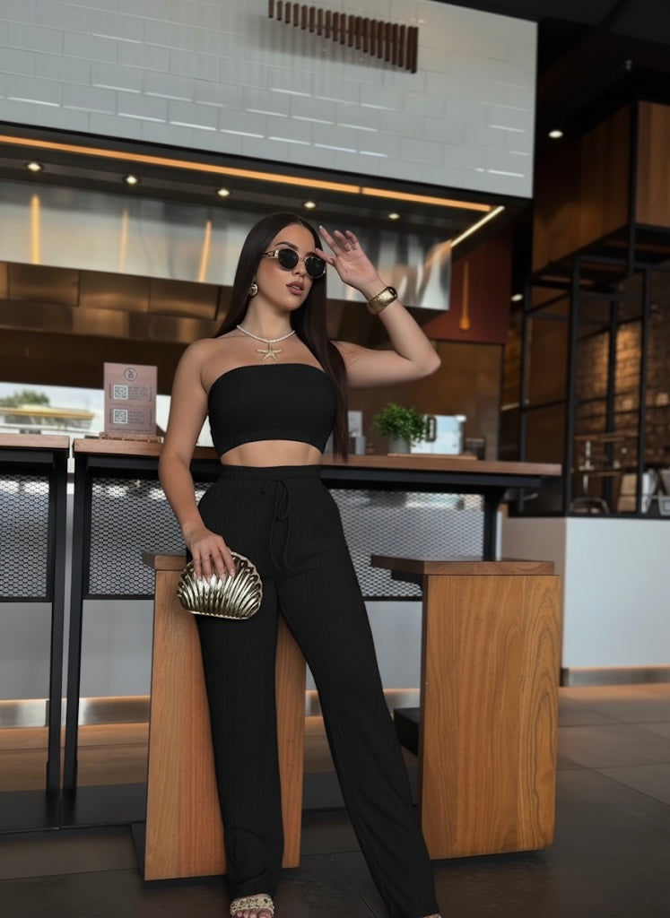 Dreamy Palazo Set In Black