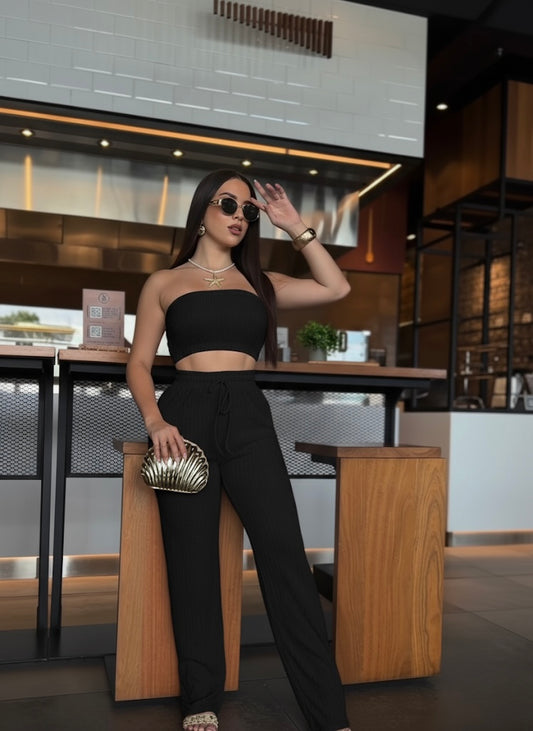 Dreamy Palazo Set In Black