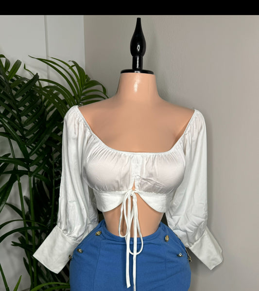 Satin Elegant Top in White