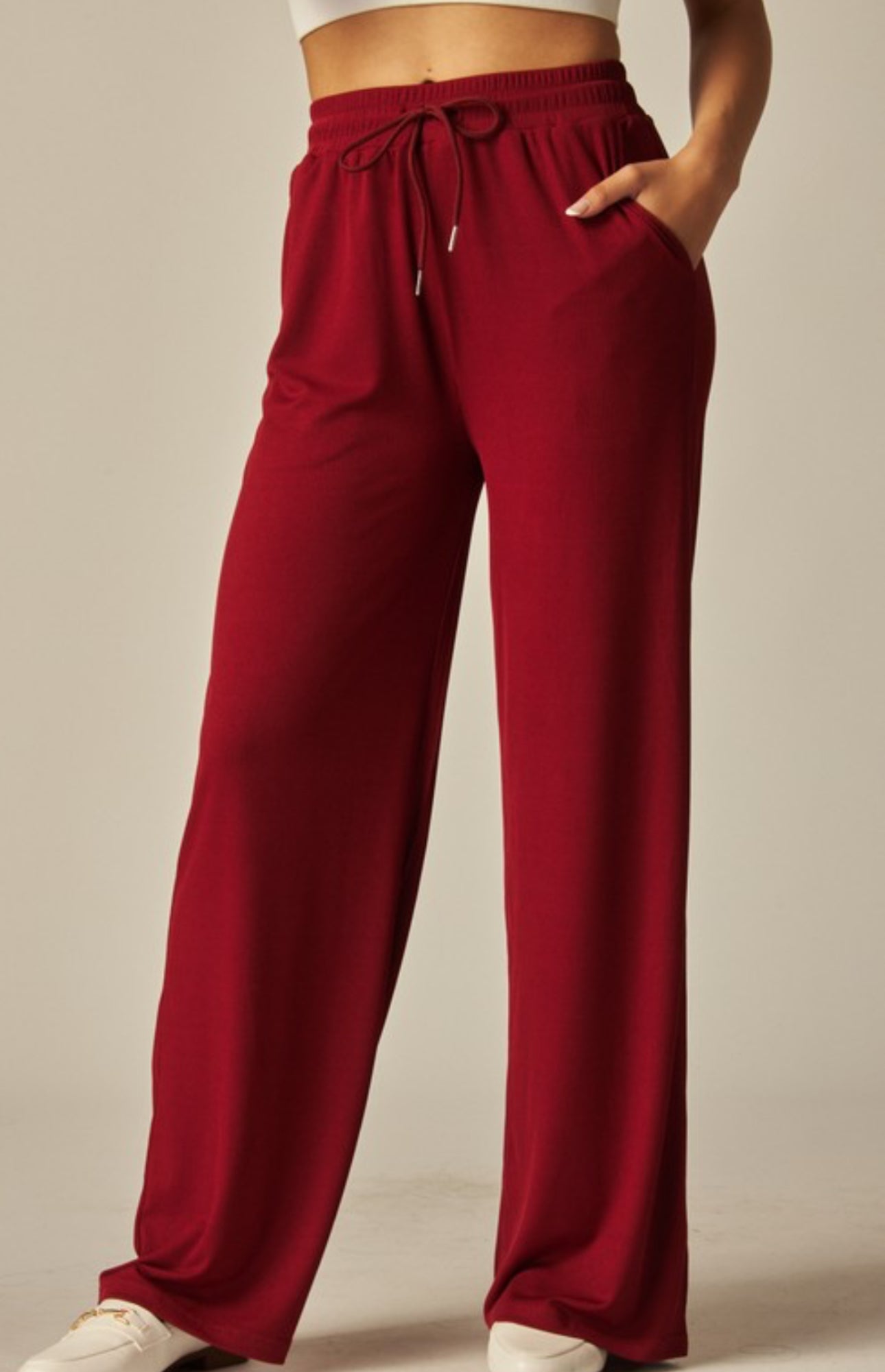 Basic Straight Pants in Burgundy