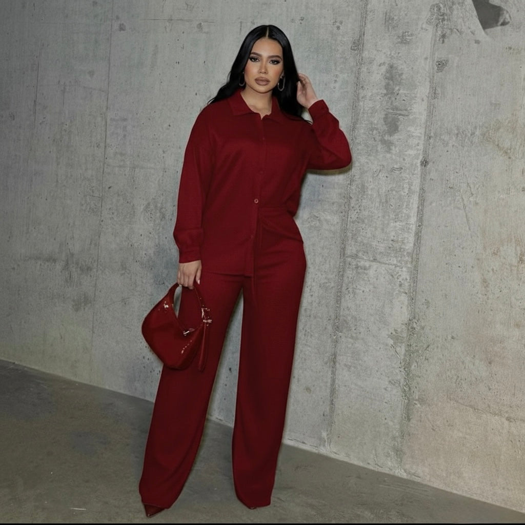 Set Esencial Manga Larga in Deep Red