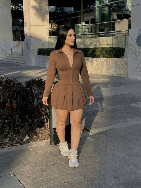 Pretty Dress with shorts in Brown