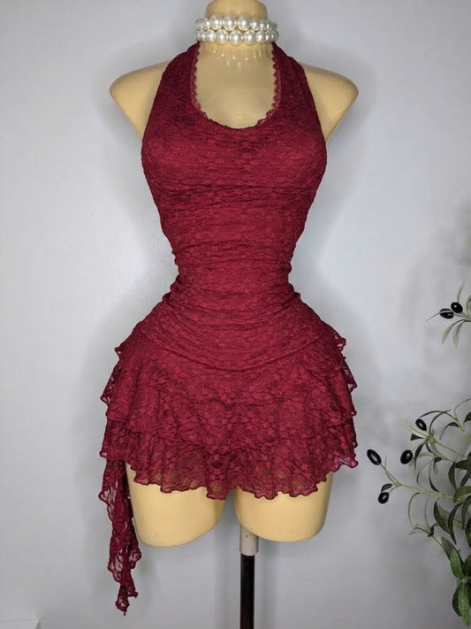 Little Lace Dress w Short in Red