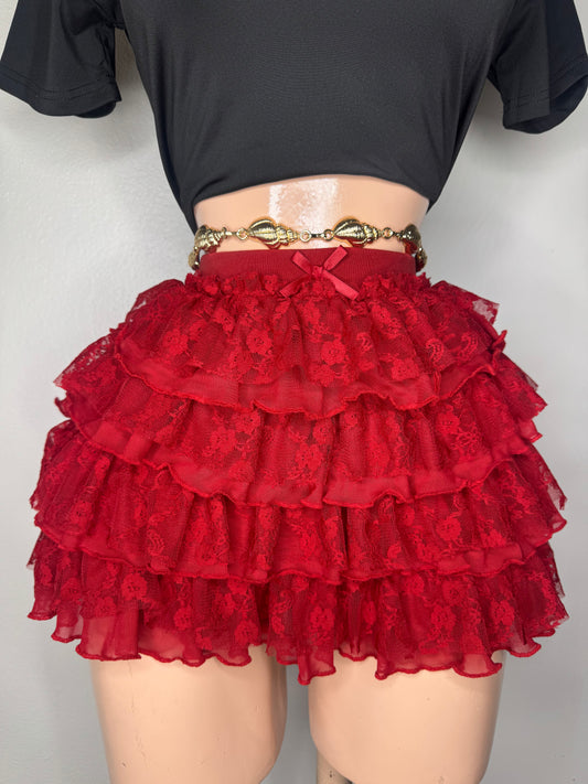 Red Lace Skort