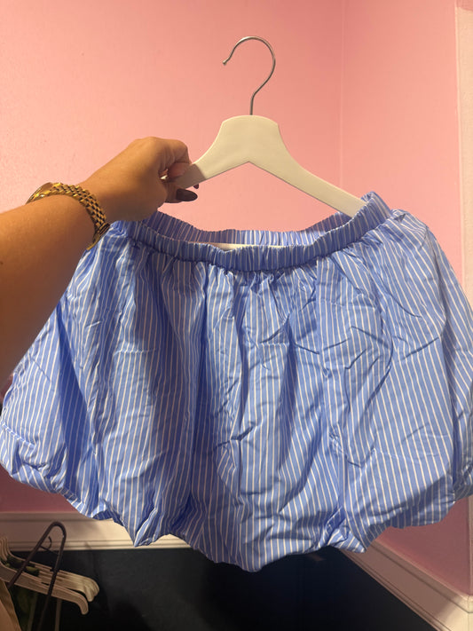 Bubbles and Stripes in Blue Skirt