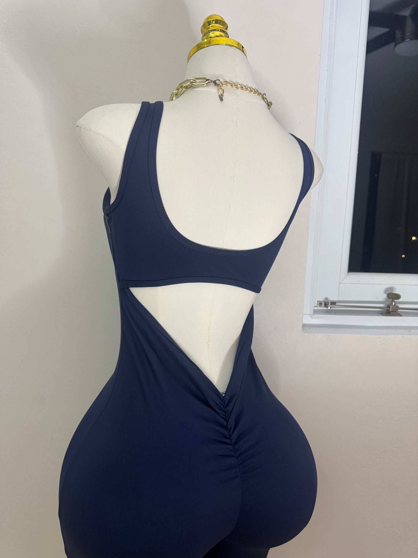 V-back 🍑 Sports Romper in Navy