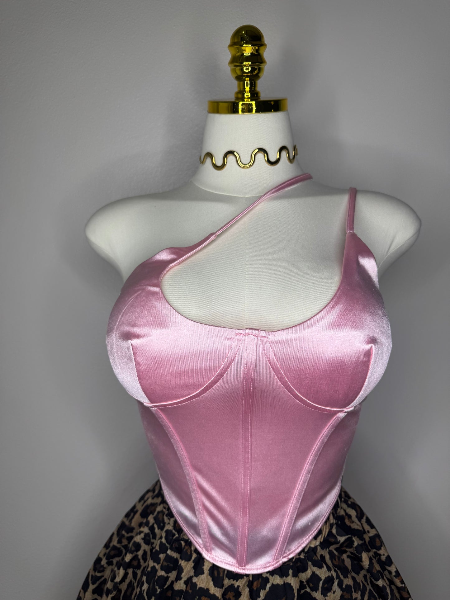 Baby Pink Satin Corset Top