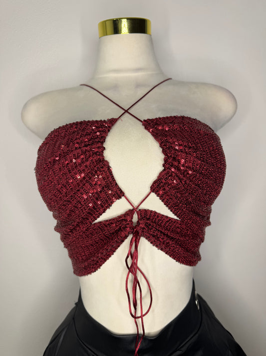 Top lentejuelas burgundy