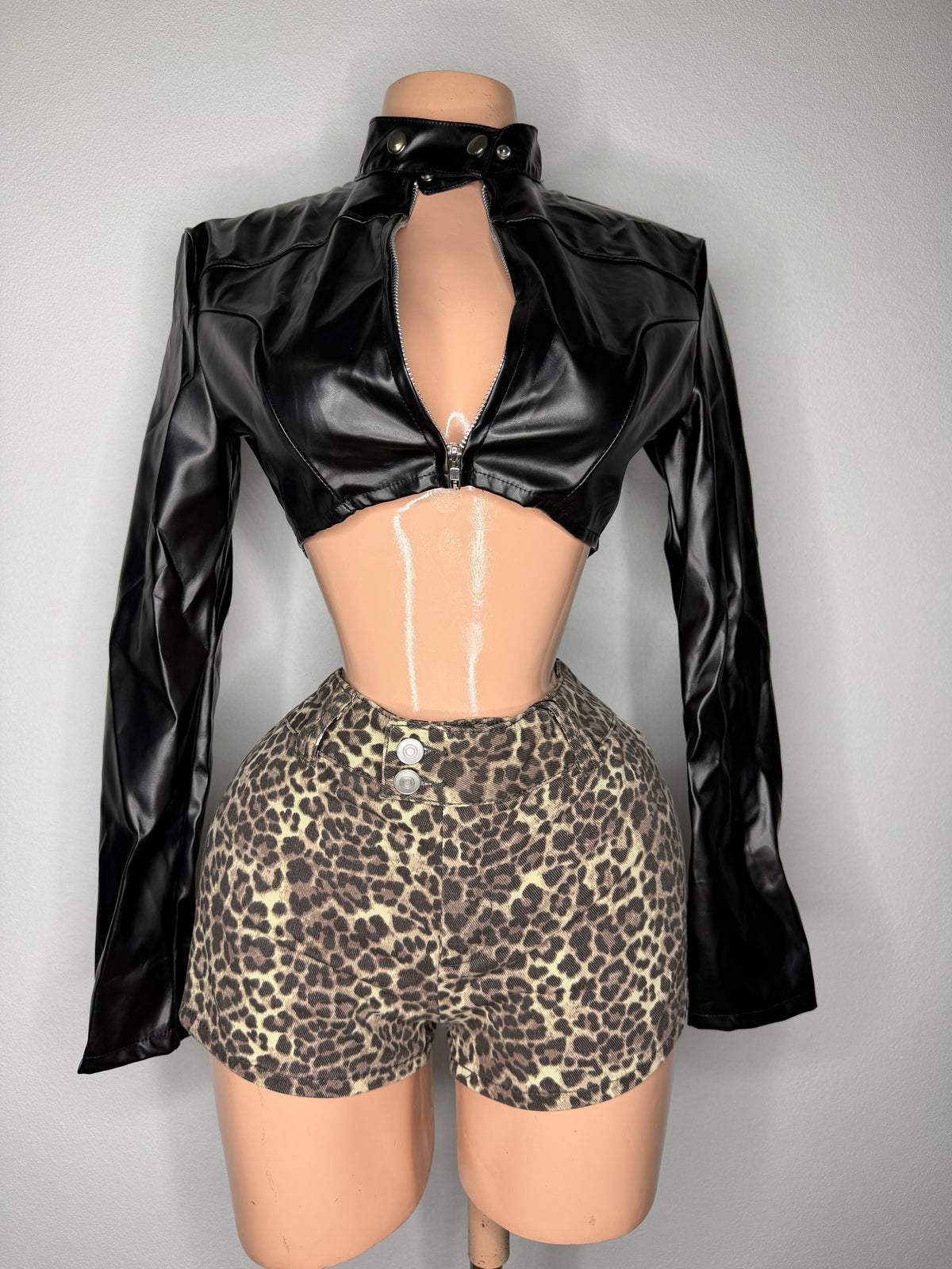 Leopard Denim Shorts