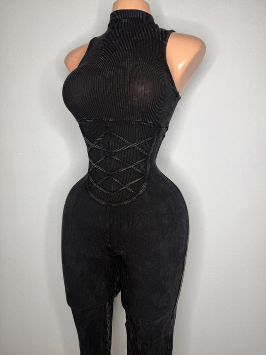 Mineral Black Corset Jumpsuit
