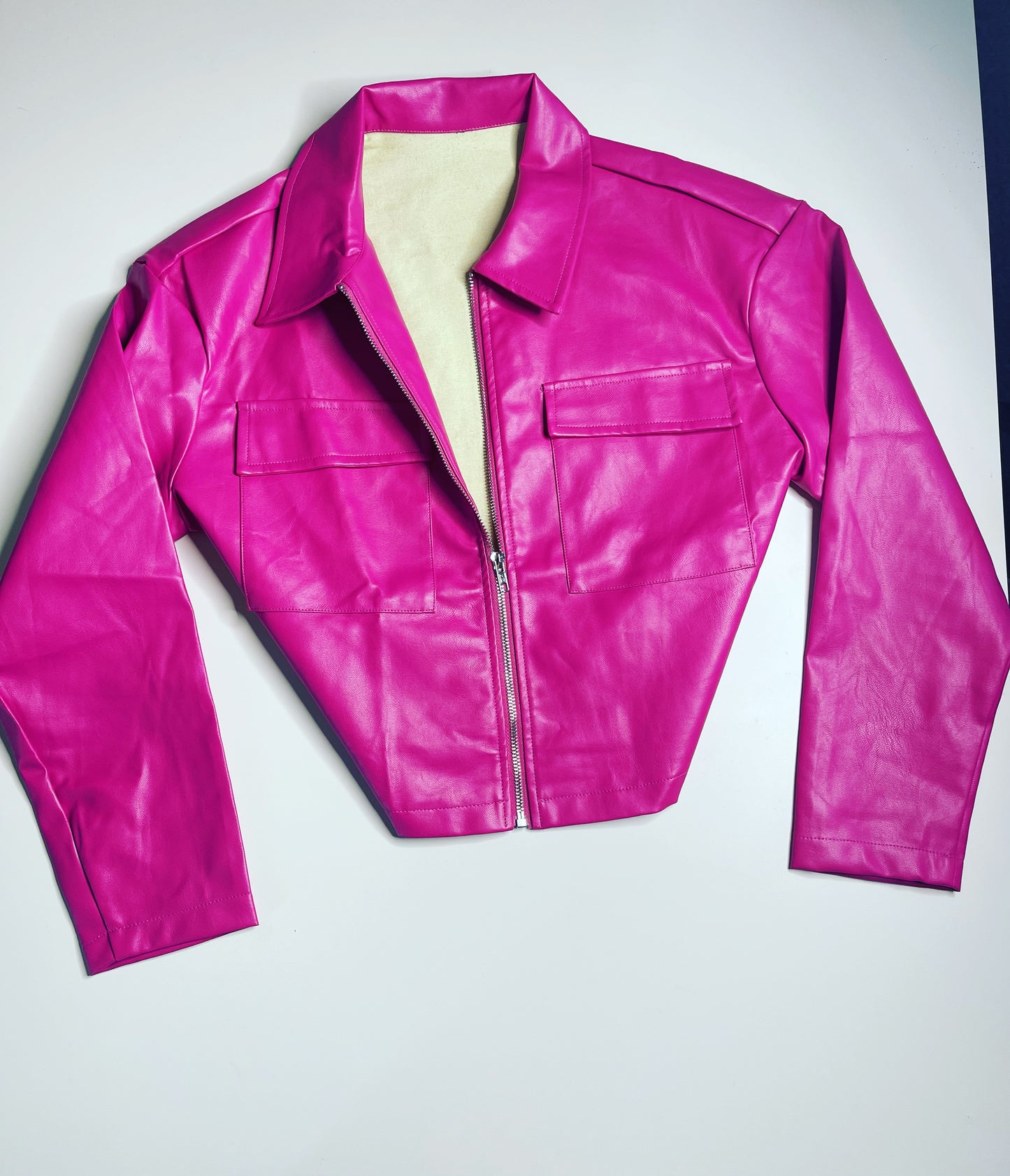 Pink Leather Feel Jacket